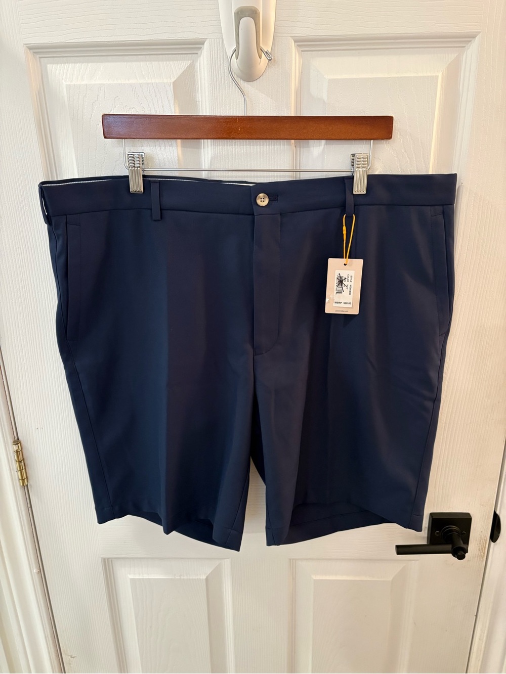 Peter Millar Navy Performance Flat-Front Shorts